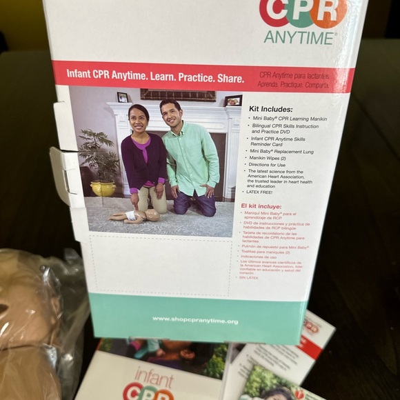 New Infant CPR Doll Anytime Kit AHA Heart Association DVD Training +Baby Manikin - Picture 8 of 15